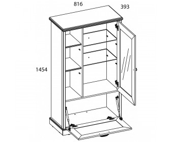 Шкаф с витриной 1V1D3N TOSCANA