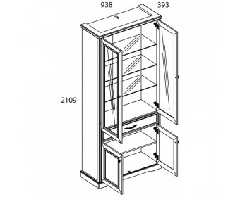 Шкаф с витриной 2V2D1S TOSCANA