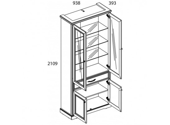 Шкаф с витриной 2V2D1S TOSCANA в Кургане