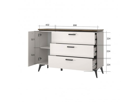 VINATI, Тумба 1D3S. Цвет ПЕРСИДСКИЙ ЖЕМЧУГ/ АМАРОК