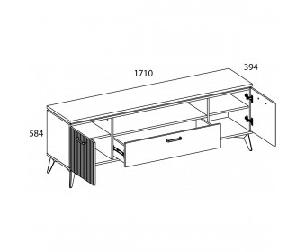 VINATI, Тумба RTV 2D1SN. Цвет ПЕРСИДСКИЙ ЖЕМЧУГ/ АМАРОК
