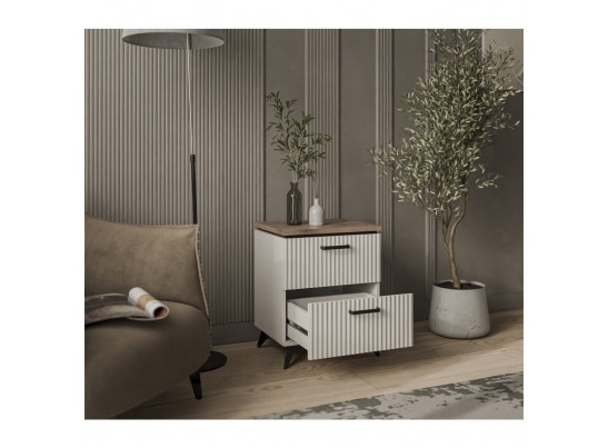 VINATI, Тумба прикроватная 2S. Цвет ПЕРСИДСКИЙ ЖЕМЧУГ/ АМАРОК