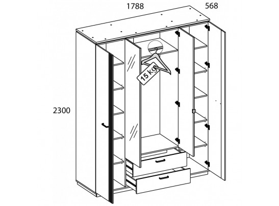 VINATI, Шкаф 4DG2S Z. Цвет ПЕРСИДСКИЙ ЖЕМЧУГ/ АМАРОК