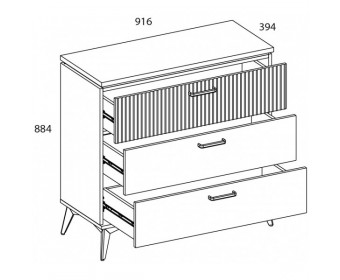 VINATI, Комод 3S. Цвет ПЕРСИДСКИЙ ЖЕМЧУГ/ АМАРОК