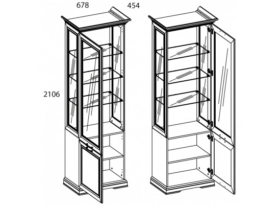 SEVILLA, Шкаф с витриной 1V1D. Цвет БЕЛЫЙ