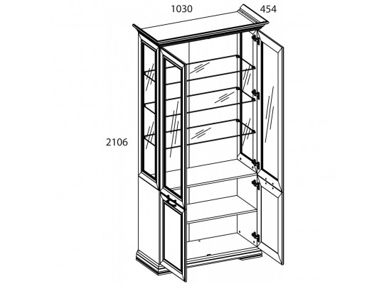 SEVILLA, Шкаф с витриной 2V2D. Цвет БЕЛЫЙ