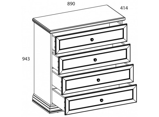 SEVILLA, Комод 4S. Цвет БЕЛЫЙ