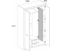 Шкаф 3D2S Z, OLIVIA, цвет вудлайн крем/дуб анкона