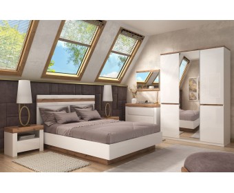 TAURUS, Кровать 140В с подъемником. Цвет БЕЛЫЙ / ДУБ ВОТАН