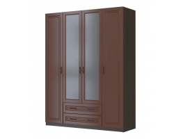 Кантри Шкаф распашной ШР-4 - 2 зеркала орех