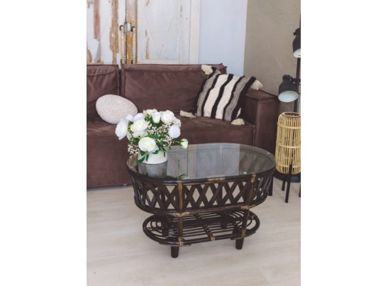 Стол "Копакобама" 2256K (коф. овал. со стеклом)