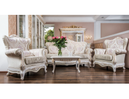 Комплект мягкой мебели Алсу 3+1 с раскладным механизмом, декор белый глянец
