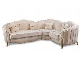 Диван Лара угловой 2-У-1, бежевый золото