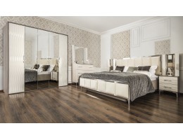 Спальня "Gravita" 4-х ств. шкаф с зеркалами, Белый глянец