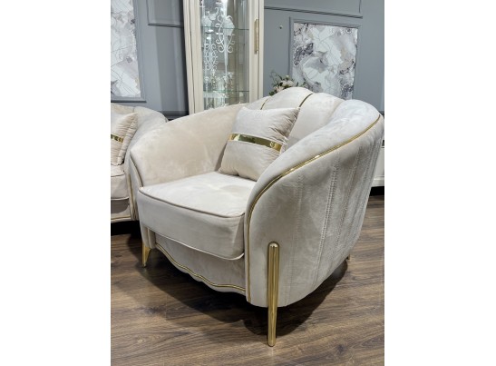 Комплект Лара, (диван + 2 кресла) бежевый золото