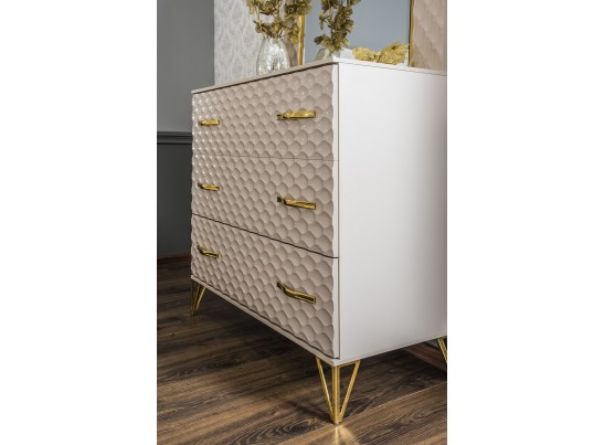 Комод LARA 3 ящика, бежевый глянец в Кургане