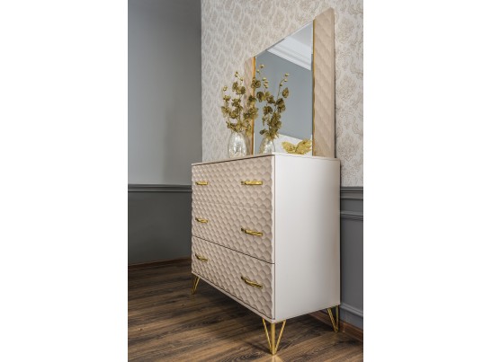 Комод LARA 3 ящика, бежевый глянец в Кургане