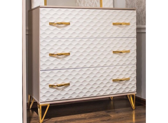 Комод LARA 3 ящика, белый глянец в Кургане