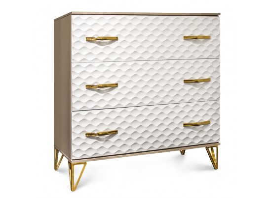 Комод LARA 3 ящика, белый глянец в Кургане