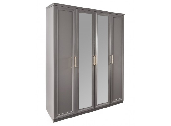 Шкаф МОККО 4-х дверный с зеркалом, серый камень
