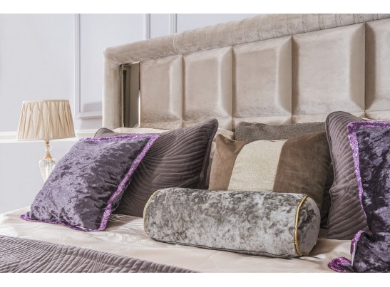 Кровать 1600 с мягким изголовьем ЗАМИРА, бежевый в Кургане