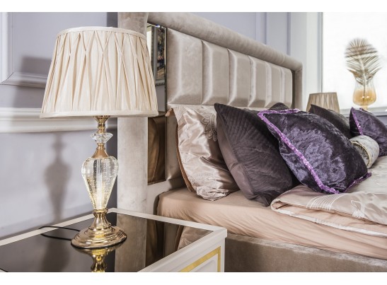 Кровать 1600 с мягким изголовьем ЗАМИРА, бежевый в Кургане