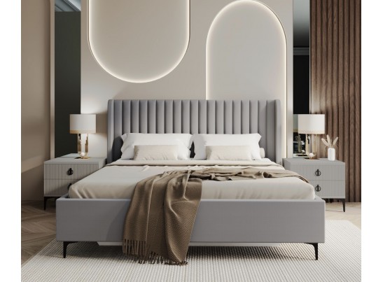 Кровать Стелла 160x200 см светло серый камень