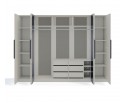 Шкаф Стелла 6-створчатый с зеркалом светло серый камень