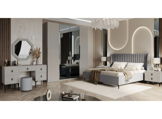 Кровать Стелла 180x200 см светло серый камень