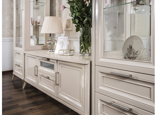 Гостиная Нонна 1+тв+1 бежевый глянец в Кургане