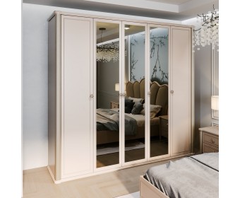 Шкаф Диана 5-створчатый с зеркалом бежевый