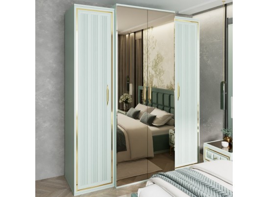 Шкаф Замира 4-створчатый с зеркалом оливковый