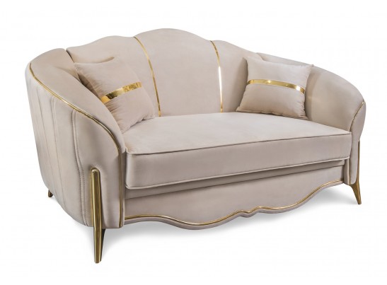Диван Лара 2х местный, бежевый золото (без механизма)
