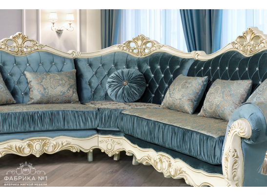 Угловой диван Эсмеральда левый, крем афина