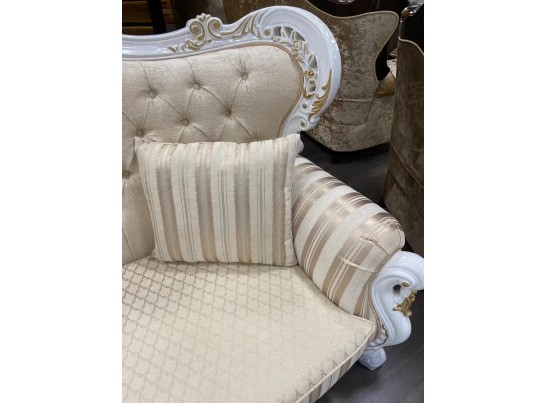 Кресло Джулия Белый-Золото кисть-МП-королевский бежевый