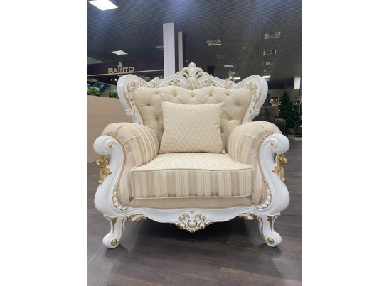 Кресло Джулия Белый-Золото кисть-МП-королевский бежевый