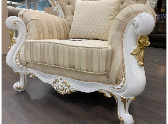 Кресло Джулия Белый-Золото кисть-МП-королевский бежевый