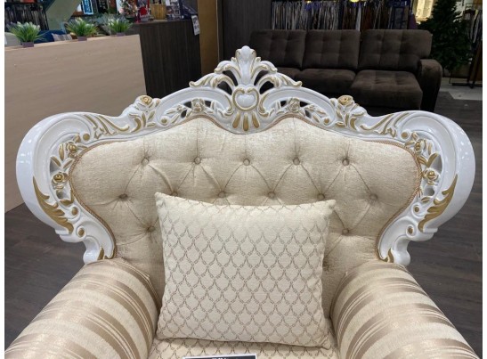 Кресло Джулия Белый-Золото кисть-МП-королевский бежевый