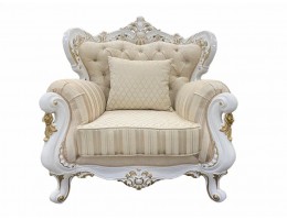 Кресло Джулия Белый-Золото кисть-МП-королевский бежевый