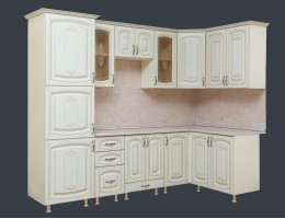 Кухня угловая Глория 34 (2,6*1,4 м) крем