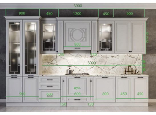 Буфет Лондон (0,9 м) серый шелк