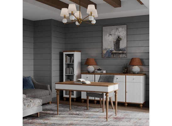 Стол письменный "Рандеву" 003 (белый, серый) в Кургане