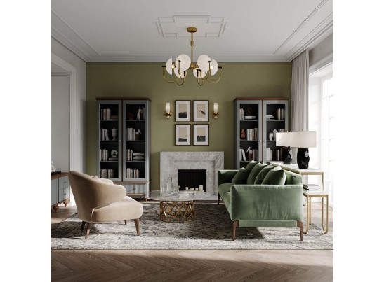 Шкаф для посуды "Рандеву" 21 (сосна) (белый, серый)