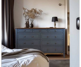 Комод с ящиками из дерева 036 Пенни серый 7046/антик 24