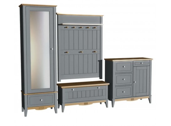 Комод 113 для прихожей Пенни серый 7046/антик 24
