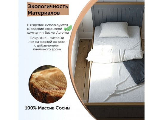 Кровать односпальная 90х200 Пенни серый 7046/антик 24