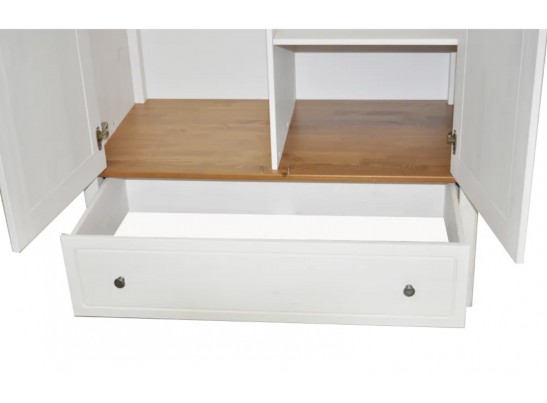 Шкаф комбинированный двухстворчатый 21 Пенни белый воск/антик 24