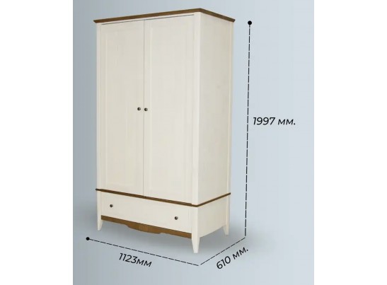 Шкаф комбинированный двухстворчатый 21 Пенни белый воск/антик 24