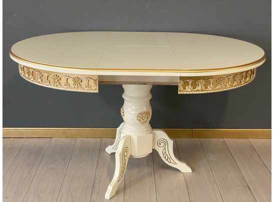 Стол круглый раскладной Верона с молдингом (слоновая кость, золото)