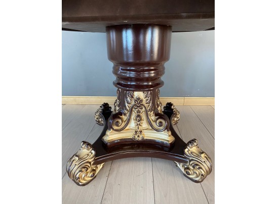 Стол круглый раскладной Изабелла 110(140) (темный орех, патина золото)